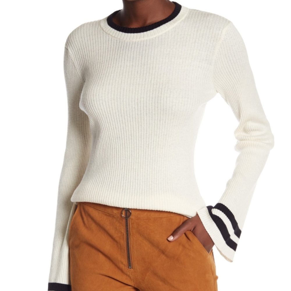 Frame Bell Sleeved Ribbed Top
